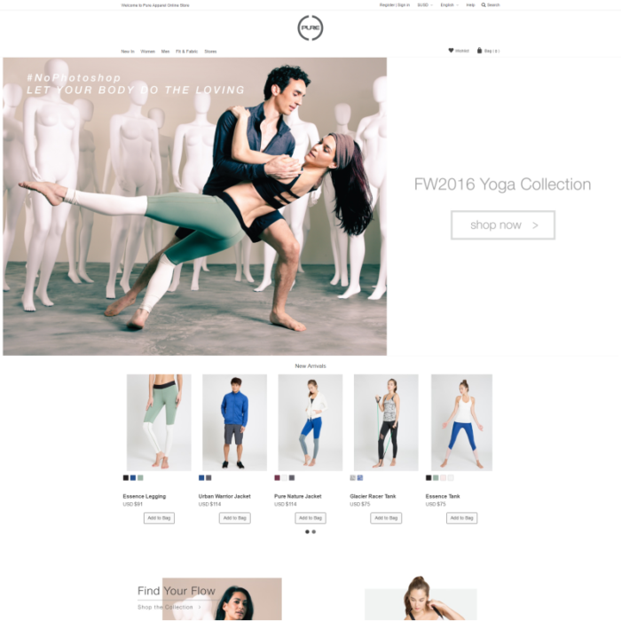 Pure Apparel eCommerce responsive website