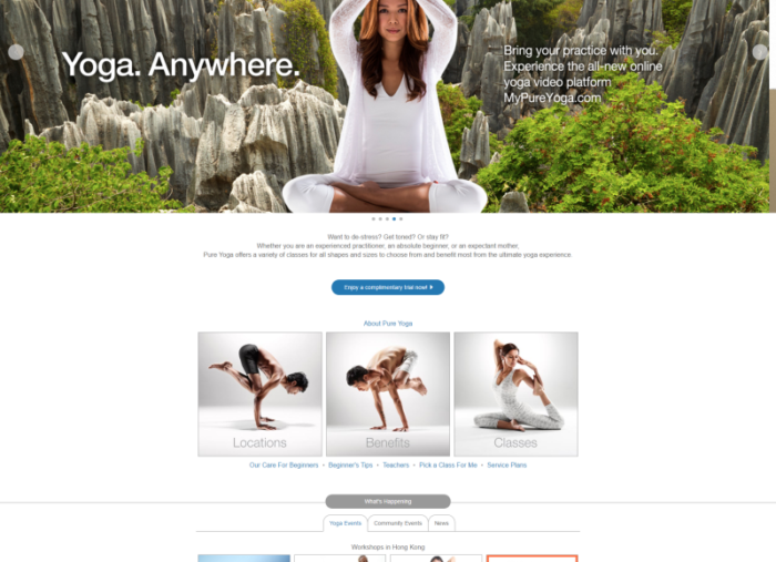 Pure Yoga responsive CMS website