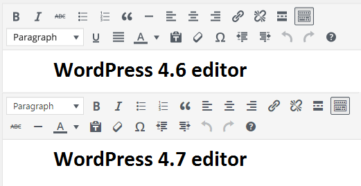 WordPress 4.7 editor does not have underline and justify buttons anymore